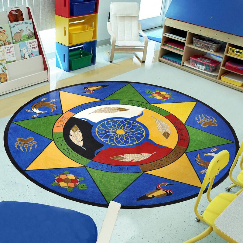 Joy Carpets Kid Essentials Spirit of Truth 13'2 Round Area Rug in Color Multi