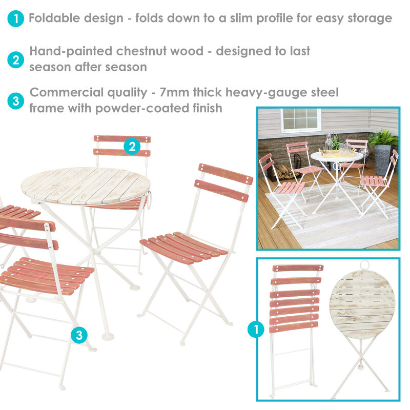 Sunnydaze 5-Piece Classic Cafe Folding Table and Chair Set image number 5