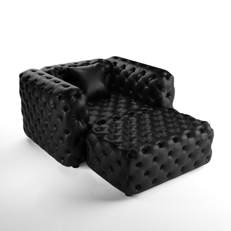 Whisen 48.4" Living Rooms Set, Modern Modular Sofa with 1 Ottoman, Faux Leather Upholstered image number 0