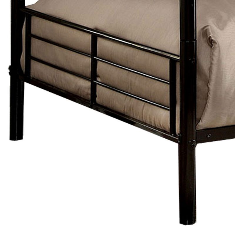 Industrial Style Full over Full Metal Bunk Bed with Tubular Frame, Black-Benzara image number 3