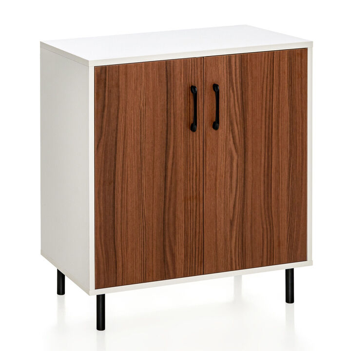 Wood Buffet Side Cabinet with 2 Doors and 5-Position Adjustable Shelf-Walnut