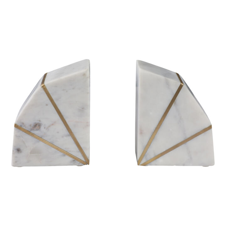 S/2 Marble Accent Bookends