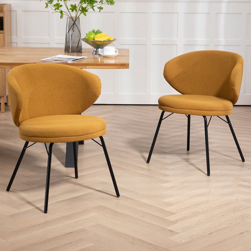 Glamour Home Set of 2 Barclay Brown Fabric Dining Chair with Black Iron Legs