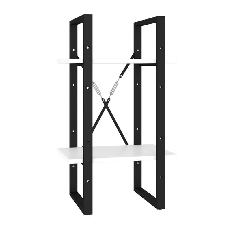 Zoe Standing Bookshelf, 28 Inch Tall, 2 Shelves, Black and White - Benzara image number 0