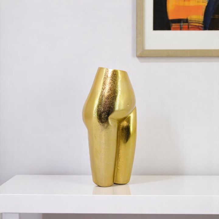 Hivvago 14 Inch Gold Cast Aluminum Female Form Table Vase