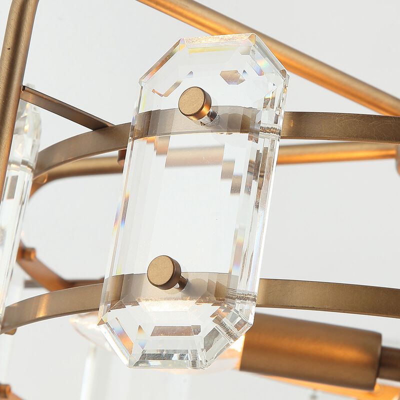 18 in. 4-Light Gold Crystal Caged Chandelier