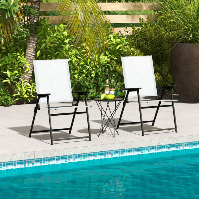 Hivvago 2 Pieces Patio Folding Chairs with Armrests for Deck Garden Yard