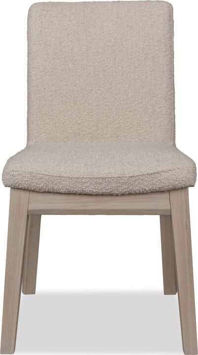Liv Solid Wood Dining Chair in White Sand and Brun Boucle - Set of 2
