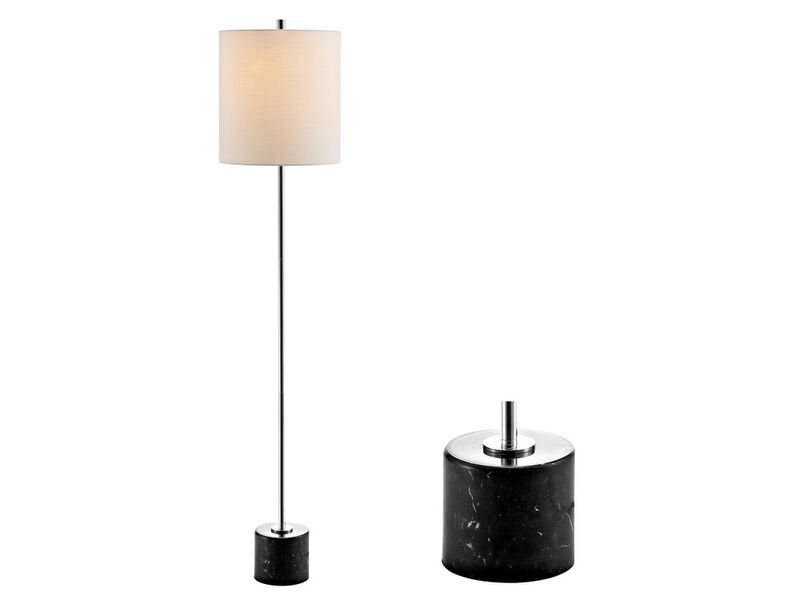 Levitt 60.5" Marble/Metal LED Floor Lamp, Black/Chrome image number 1