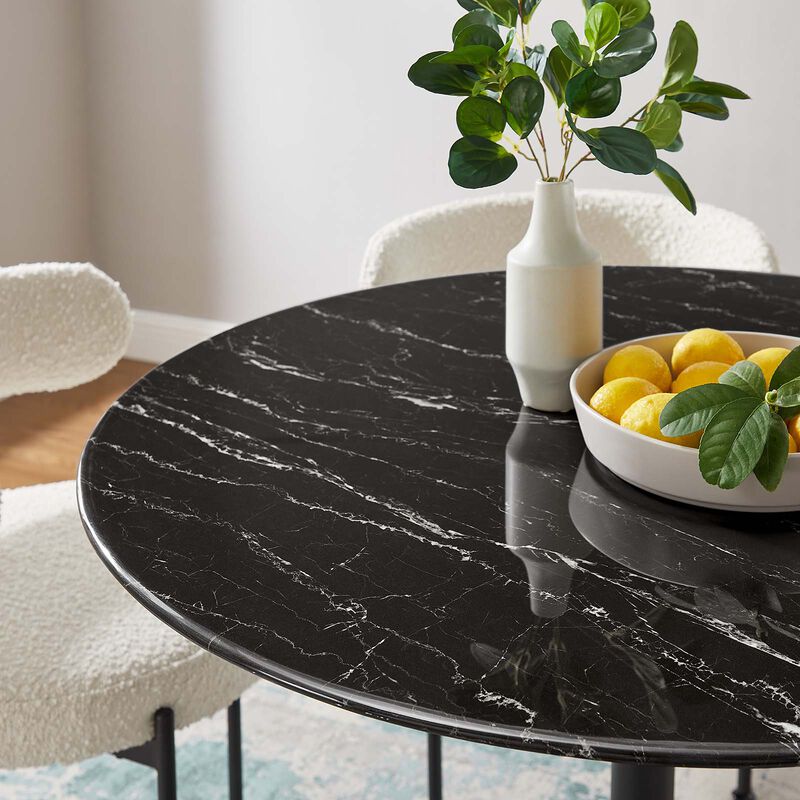 Modway - Lippa 40" Artificial Marble Dining Table Black Black