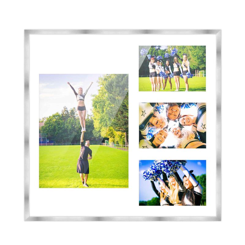 14.5x16 Wood Collage Frame with a White Mat for 8x10 & 4x6 Pictures