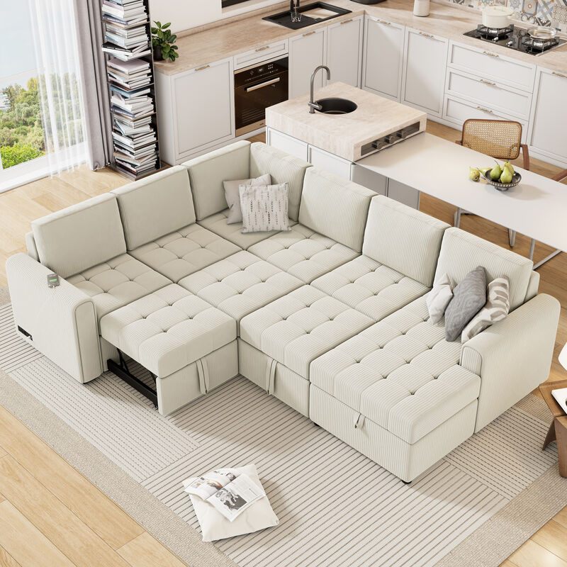 Merax U-shaped Sofa Sectional Sofa with A Storage Chaise Lounge