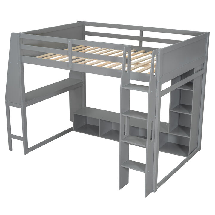Merax Wood Twin Size Gaming Loft Bed with Desk