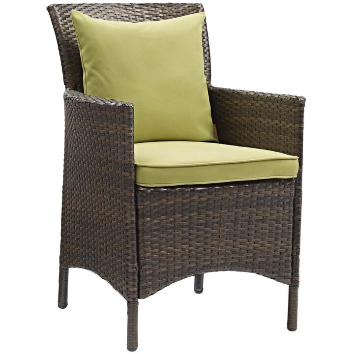 Modway Converge Wicker Rattan Outdoor Patio Dining Arm Chair with Cushion in Brown Peridot
