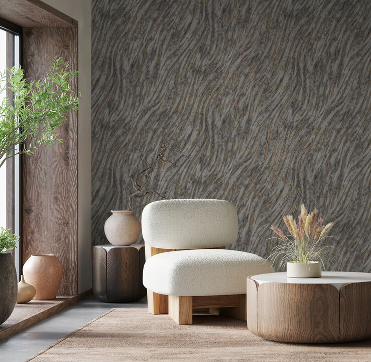Arran Stone Swirling Stripe Wallpaper (Set of 2)