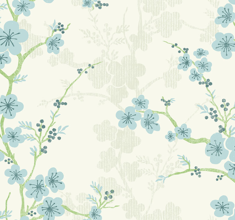 Nicolette Light Blue Floral Trail Wallpaper (Set of 2)