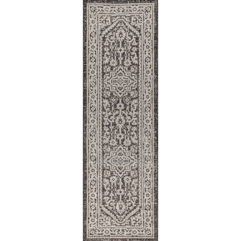 Sinjuri Medallion Textured Weave Indoor/Outdoor Area Rug