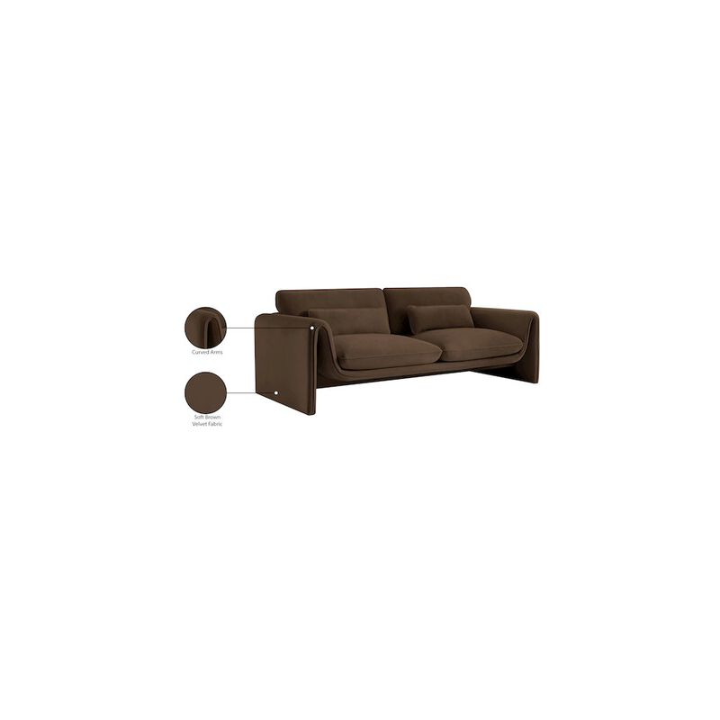 Meridian Furniture Sloan Brown Velvet Fabric Sofa