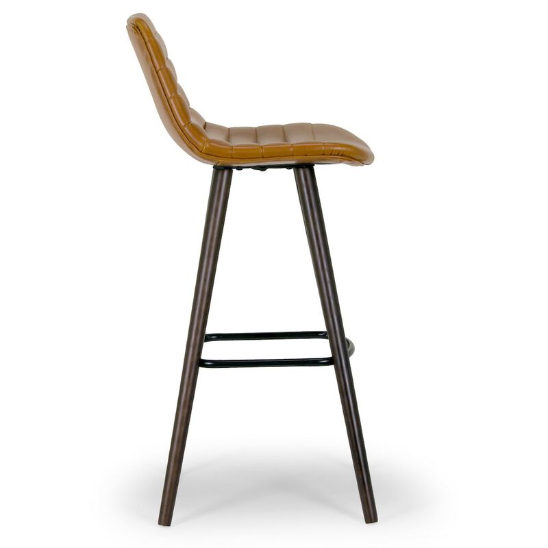 Glamour Home Set of 2 Alden Caramel Brown Bar Stool with Beech Legs