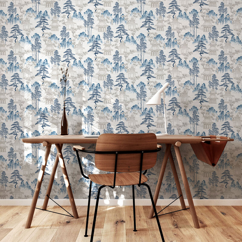 Akio Blue Pagoda Wallpaper image number 2