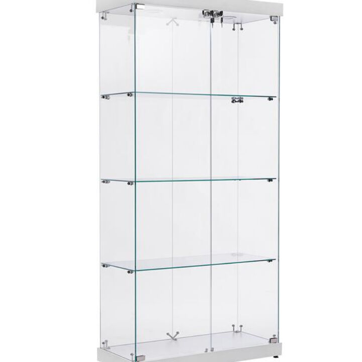 Floor-Standing 4-Tier Glass Display Cabinet with Double Doors and Locks