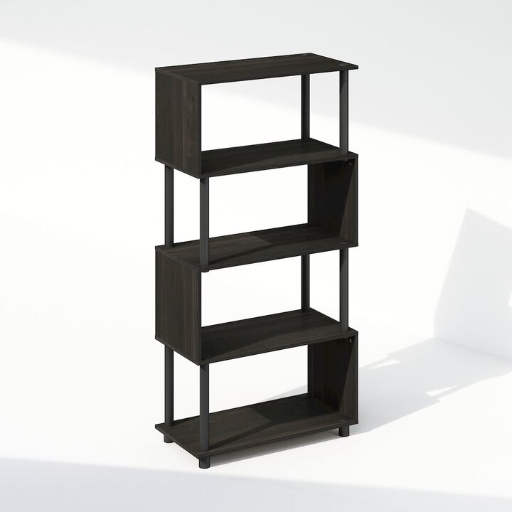 Reed 5-Tier S-Shaped Bookcase, Bookshelf, Espresso