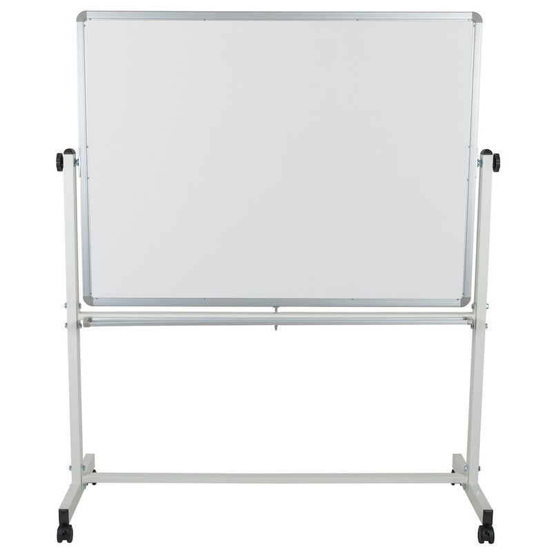 Flash Furniture 53"W x 62.5"H Double-Sided Mobile White Board with Pen Tray image number 4