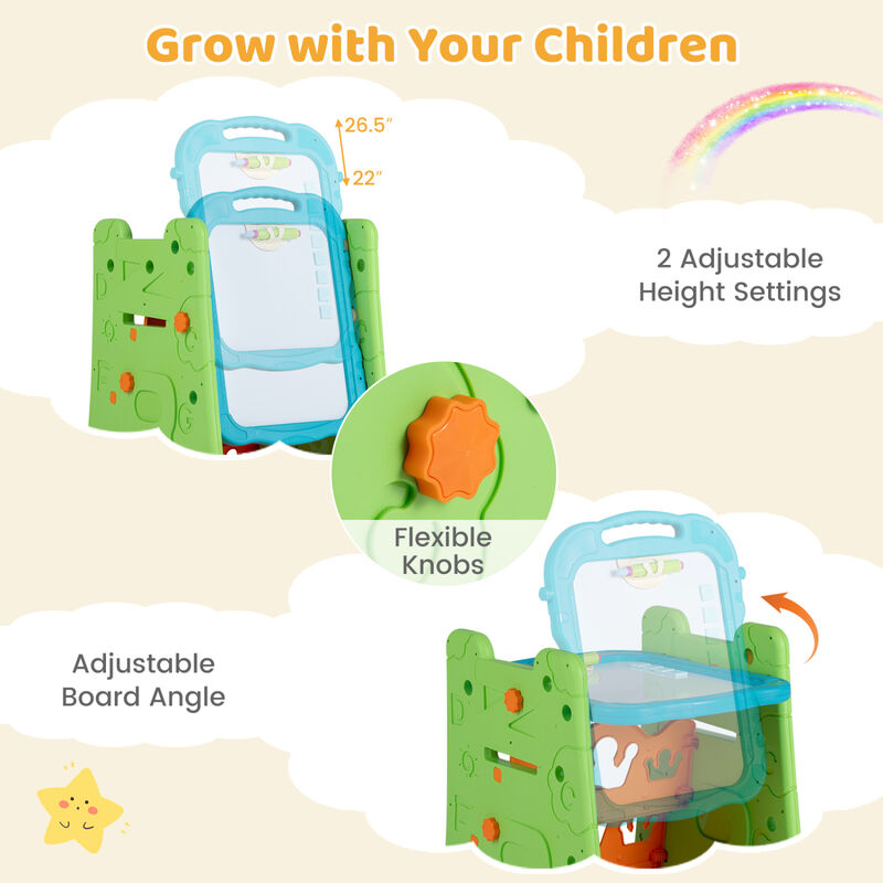 4-in-1 Kids Easel with Double-Sided Magnetic Board for Creative Activities image number 5