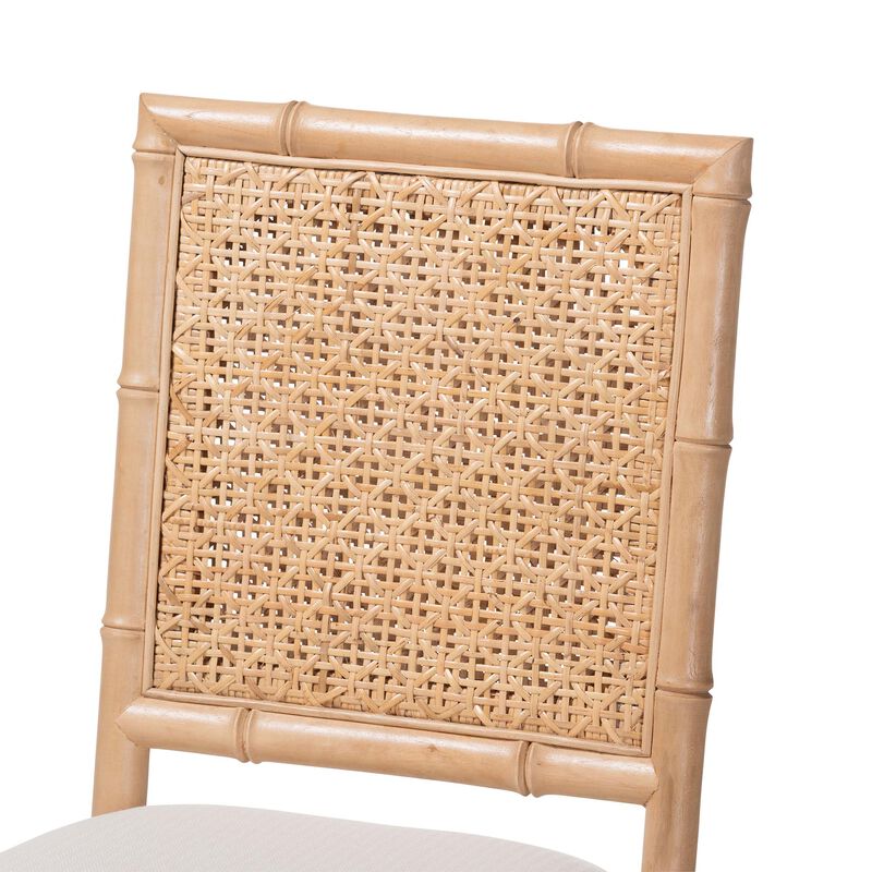bali & pari Sandy Counter Stool - Crafted Wood and Natural Rattan Lounge Seating with Bamboo Motif and Upholstered Seat image number 4