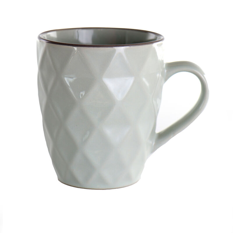 Elama Tahitian Diamond 16 Piece Stoneware Dinnerware Set in Slate and Pearl