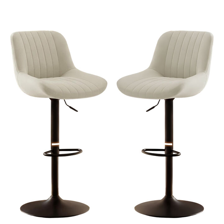 Swivel Bar Stools Set of 2, Upholstered Counter Height Bar Stools with Back and Footrest, 360 Degree Swivel Kitchen Island Chairs, Modern Barstools for Kitchen Counter, Home Bar, Dining