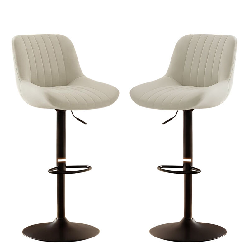 Swivel Bar Stools Set of 2, Upholstered Counter Height Bar Stools with Back and Footrest, 360 Degree Swivel Kitchen Island Chairs, Modern Barstools for Kitchen Counter, Home Bar, Dining image number 0