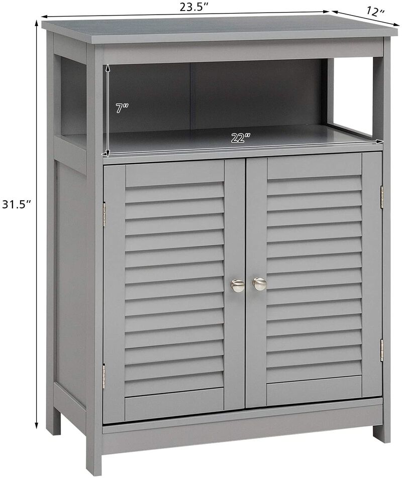 Wood Freestanding Bathroom Storage Cabinet with Double Shutter Door
