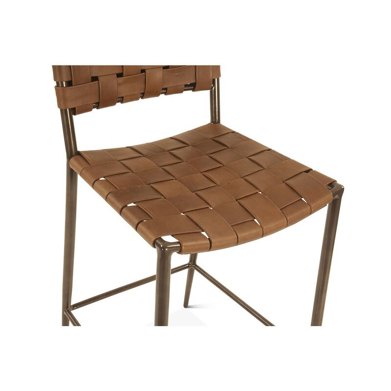 World Interiors Lund 17" Counter Chair in Tobacco Buffalo Leather with Iron image number 4