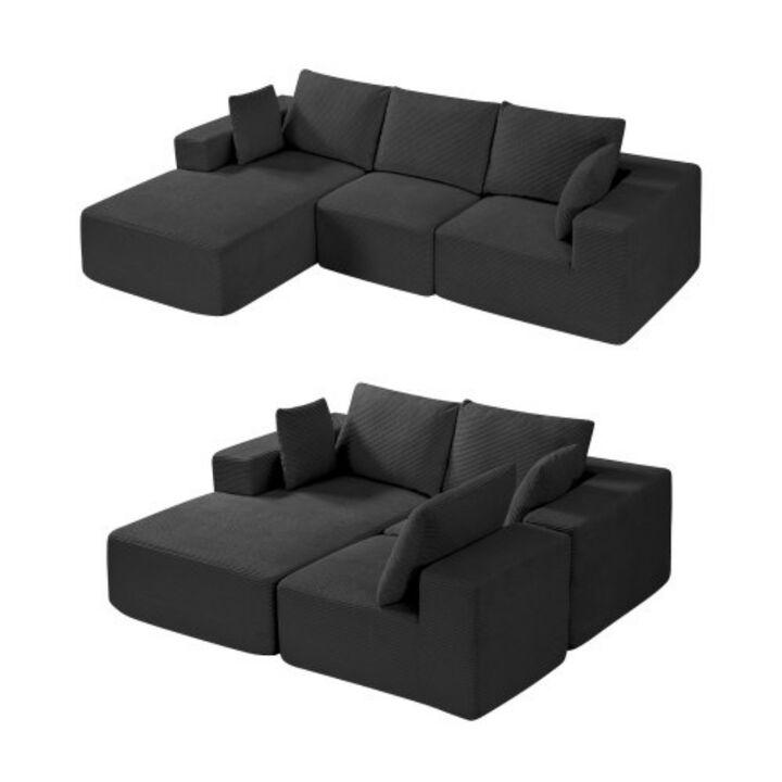 Modern L-Shaped Modular Sofa with Chaise &ndash; Deep-Seat Cloud Couch with Washable Cushions