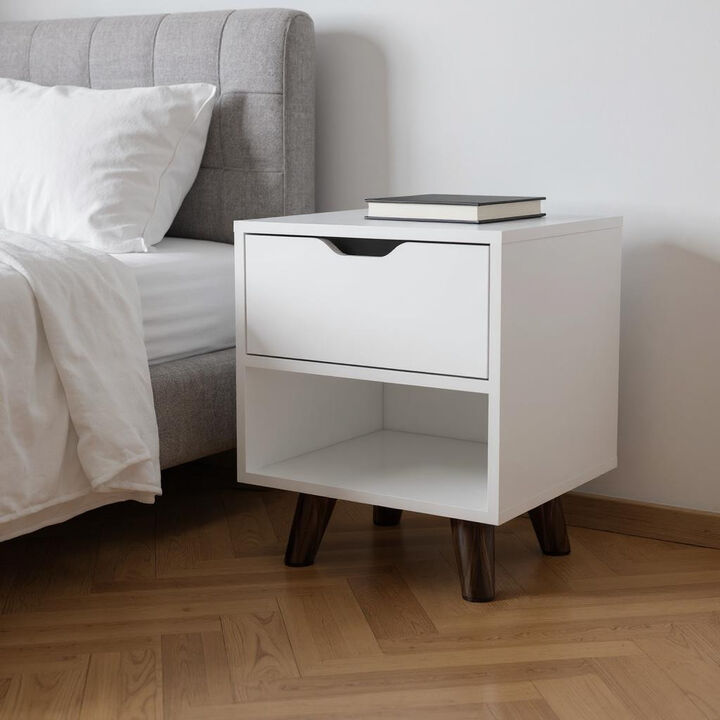 HomeRoots 19" White Wood One Drawer Nightstand