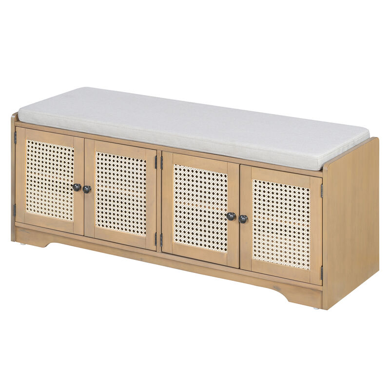 TREXM Rustic Storage Bench Wood Entryway Shoe Bench image number 4