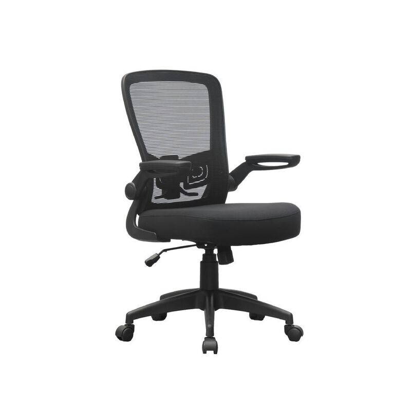 Swivel Task Chair, Mesh Back, Flip Arm, Height Adjustable, Black Fabric image number 0