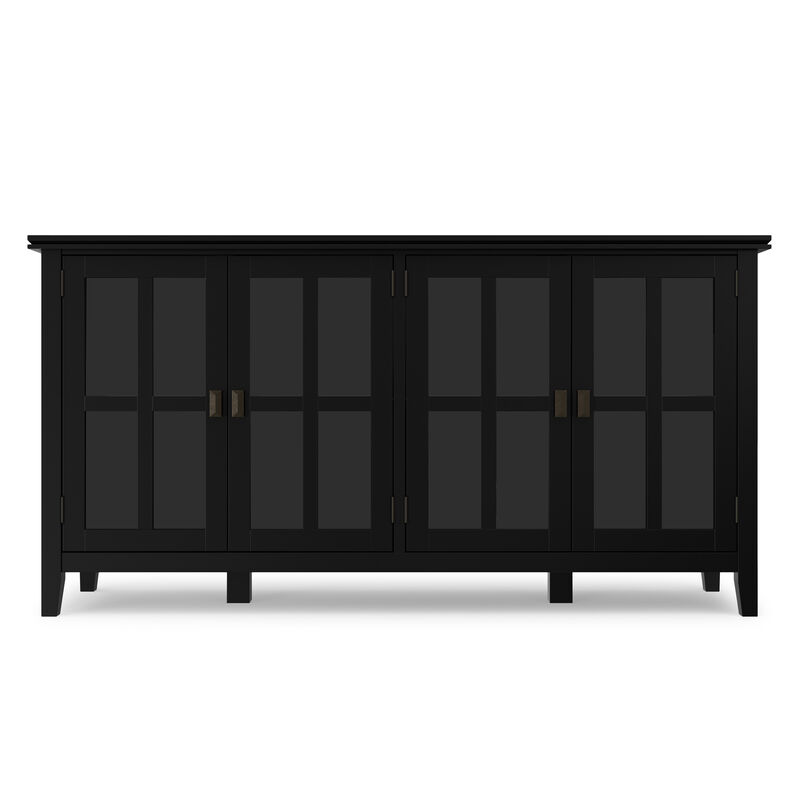 Artisan SOLID WOOD 66 inch Wide Contemporary Wide 4 Door Storage Cabinet in Black image number 3