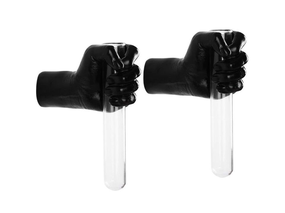 Set of 2 Hands Wall Sculpture Vase Modern Art Decor for Home Black Color