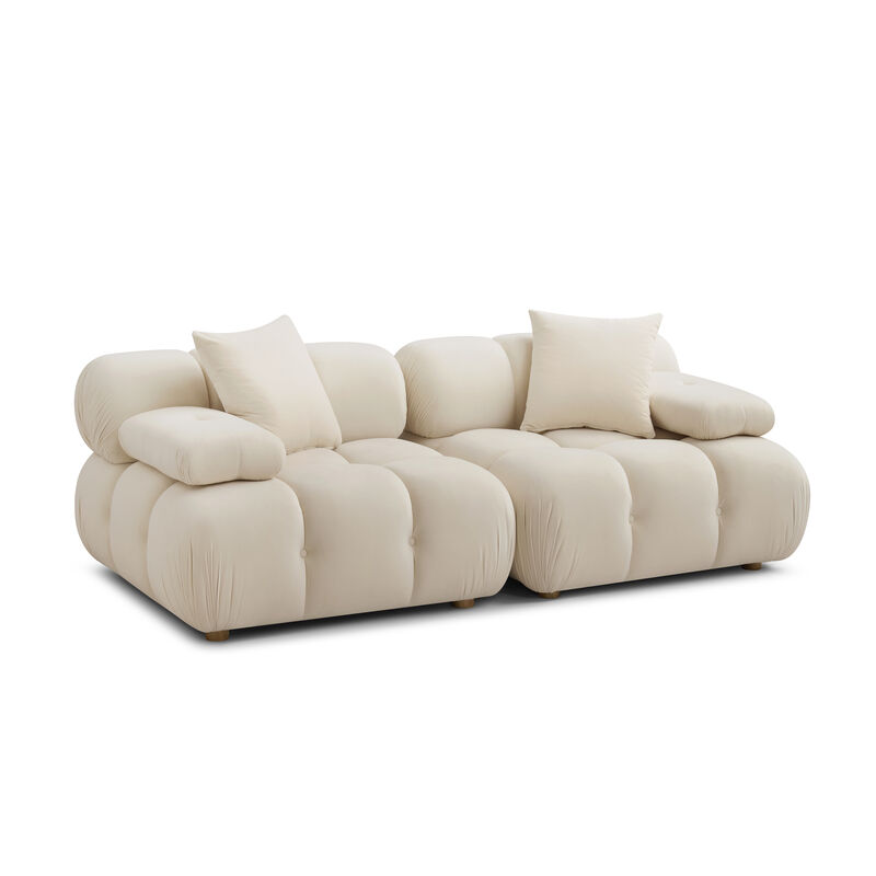 Calliope Cream Performance Velvet Modular Loveseat image number 0
