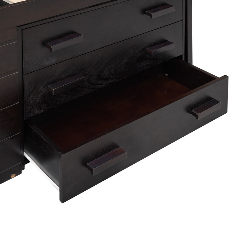 Whisen Modern Design Twin Size Loft Bed with Cabinet and Shelf