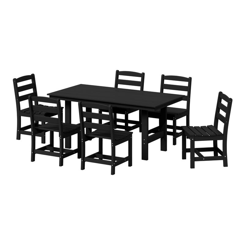 WestinTrends 7-Piece HDPE Outdoor Rectangular Patio Dining Table Set with Side Chairs