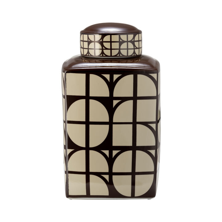 Cer, 16"h Square Jar W/ Lid