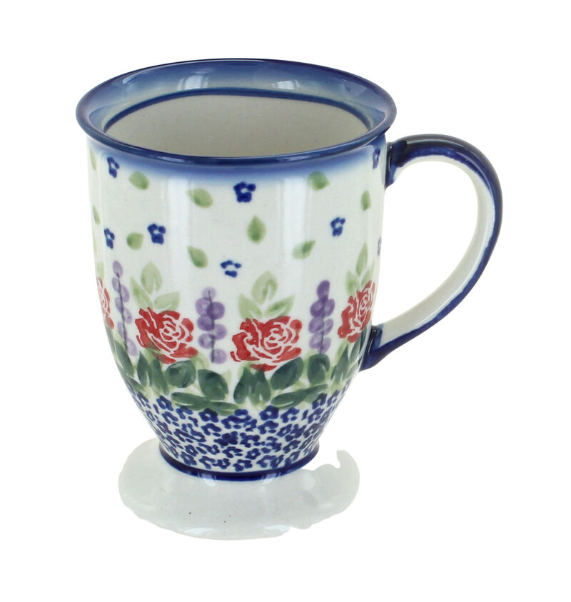 Blue Rose Polish Pottery Roses Are Red Pedestal Mug