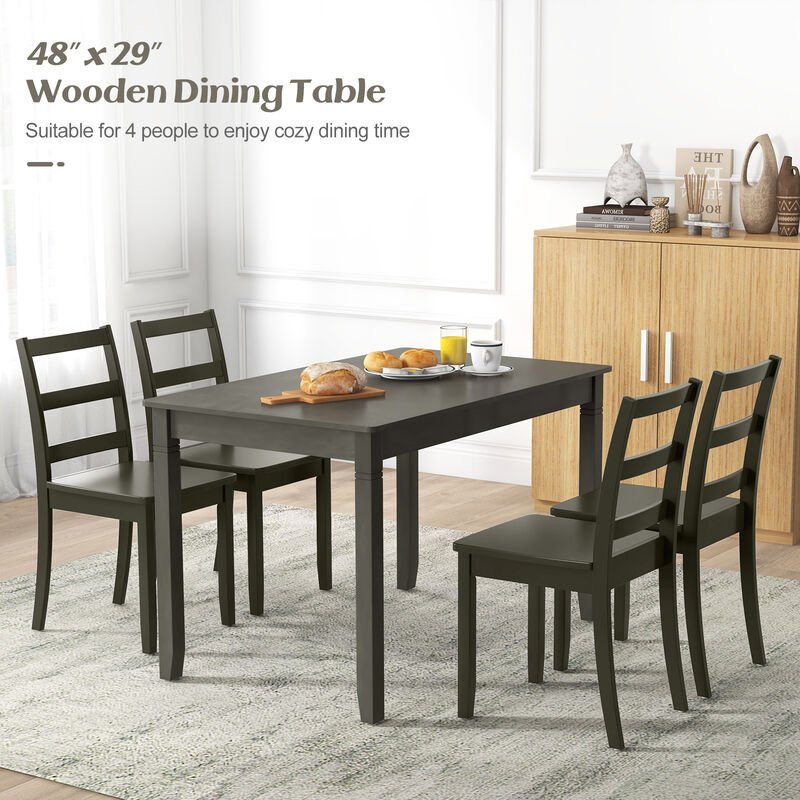 Compact Rectangular Dining Table for 4 People &ndash; Wood and Rubber Wood Legs