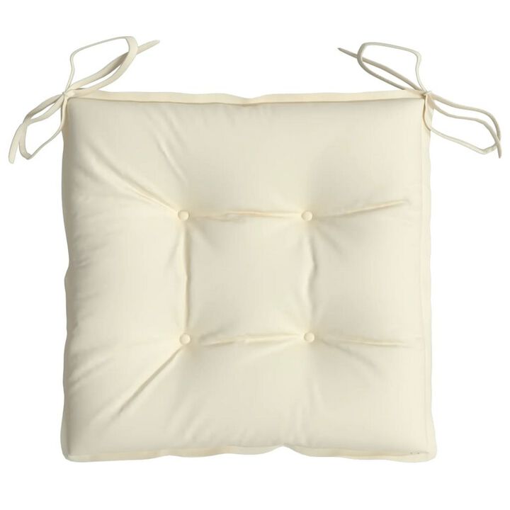 Outdoor Cushion for Chair Set of 2, Tufted Cream White Oxford Fabric - Benzara