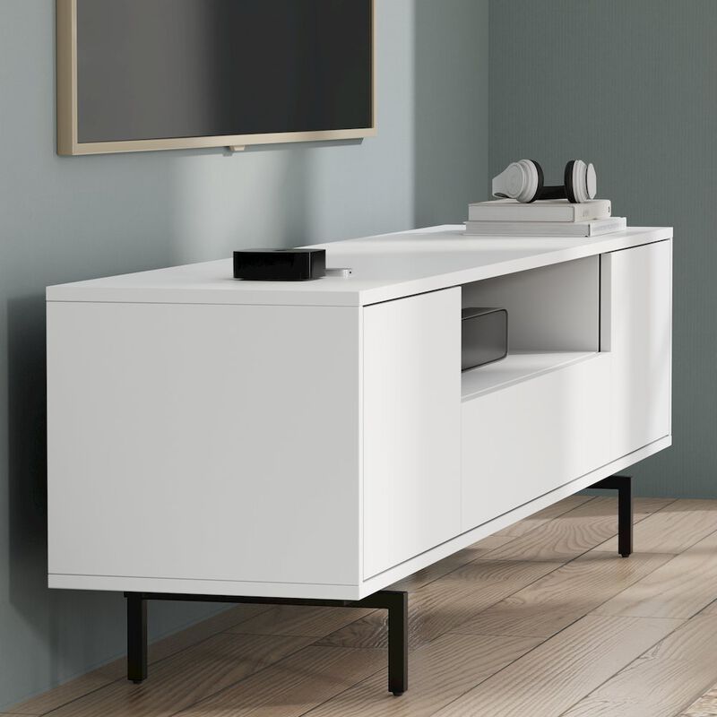 Comfort Pointe Avichi White Laminate 3 Door TV Console