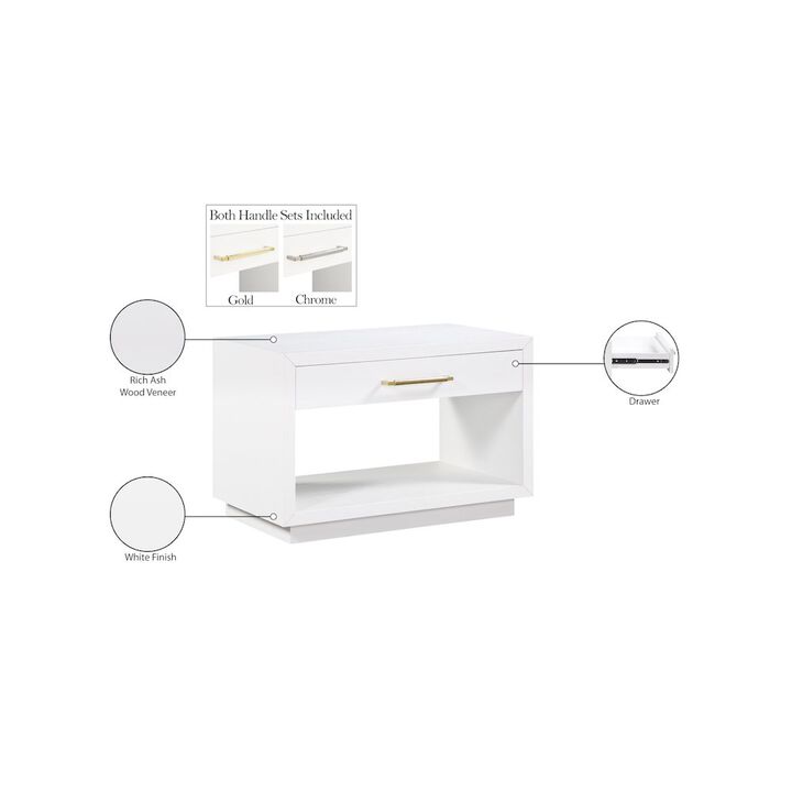 Meridian Furniture Avery White Wood Veneer Night Stand