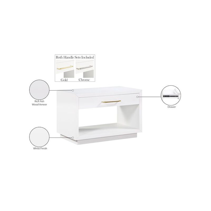 Meridian Furniture Avery White Wood Veneer Night Stand